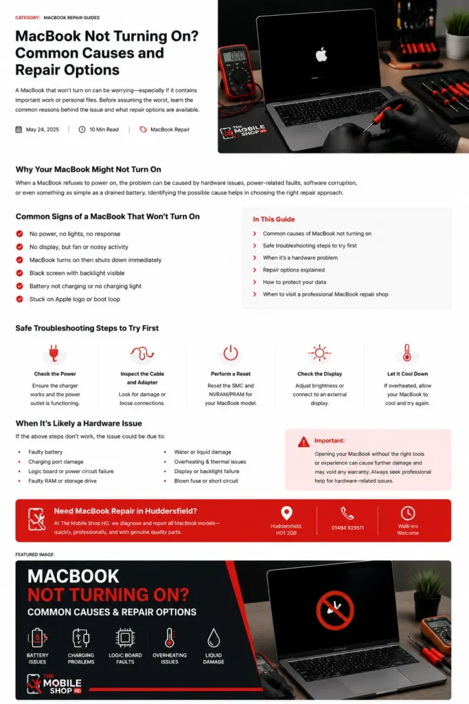 MacBook not turning on – repair guide from The Mobile Shop